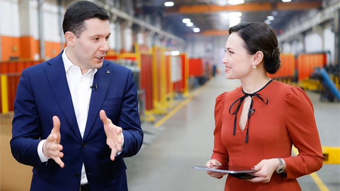 Интервью министра промышленности на заводе Grunwald.